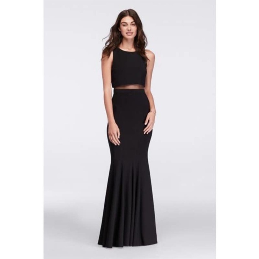 NWT Betsy & Adam Black Sleeveless Maxi Formal Dress